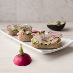 Radish and Avocado on Baguette