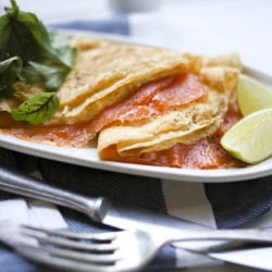 Egg Crepes, Salmon & Cream cheese