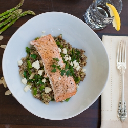 Salmon with Quinoa Feta and Spinach