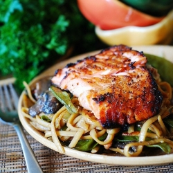 Asian Salmon and Noodles