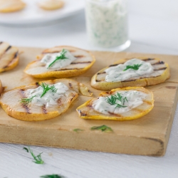 Grilled Pears with Dill Mayonnaise