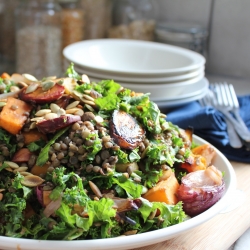 Glazed Squash w/ Lentils and Kale