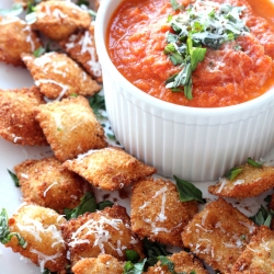 Fried Ravioli with Cheesy Marinara