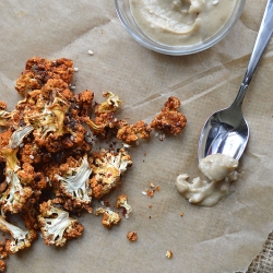 Cheezy Cauliflower Bites + Tahini