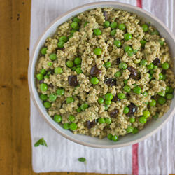 Cous Cous with Peas, Olives, Mint