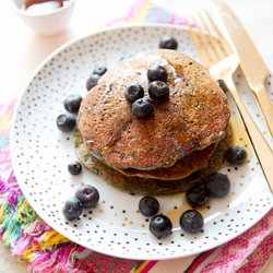 Blue Corn and Blueberry Pancakes