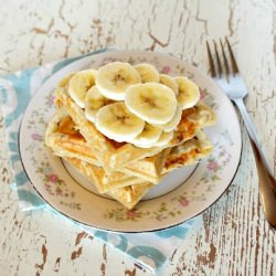 Maple Glazed Banana Pecan Waffles