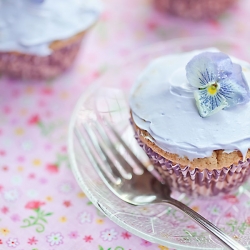 Crystallized Pansy Cupcake Toppers