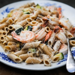 Whole Wheat Penne Pasta with Shrimp