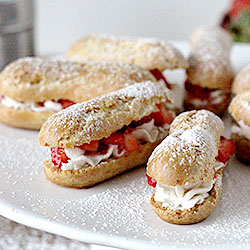 Mini Strawberries and Cream Eclairs