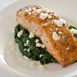 Broiled Salmon with Spinach