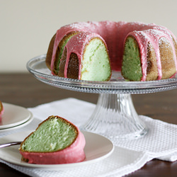 Pistachio Cake with Cherry Icing