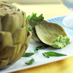 Artichokes with Anchovy-Avocado Dip