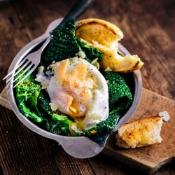 Bowl of Greens with Poached Egg