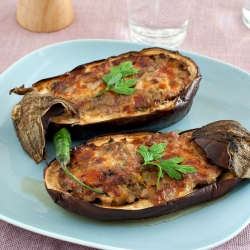 Sausage & Scamorza Stuffed Eggplant