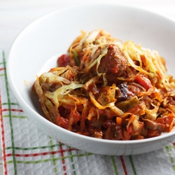 Simmered Cabbage with Meatballs