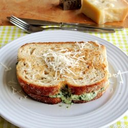 Spinach Sandwich Toasted in a Pan