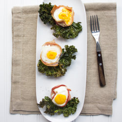 Bacon + Egg Cups with Kale Chips