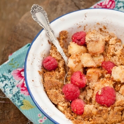 Apple Almond Bake with Raspberries