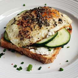 Cucumber, Chive + Egg Toast