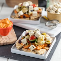 Mediterranean Nachos with Tofu Feta