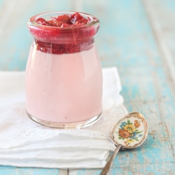 Strawberry Panna Cotta with Rhubarb