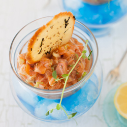 Salmon Tartare with Sesame Crackers