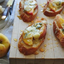 Crostini with Peaches & Blue Cheese