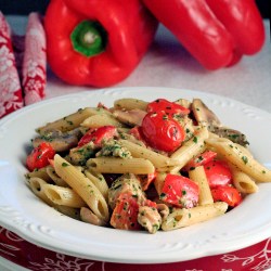 Penne with Chicken in Pesto Sauce