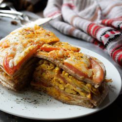 Layered Breakfast Tortilla Pie