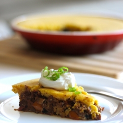 Vegan Seitan Black Bean Tamale Pie