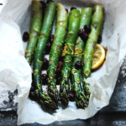 Lemon, Cranberry Baked Asparagus