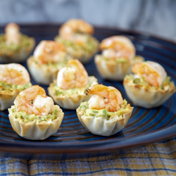 Asparagus Hummus and Shrimp Bites