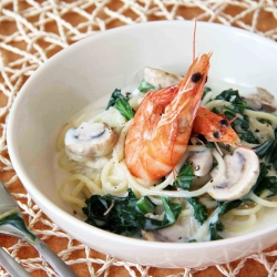 Prawn & Kale Cream Sauce Pasta