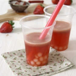 Strawberry and Flowers Bubble Tea