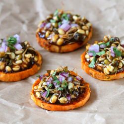 BBQ Sweet Potato Mung Bean Canapes