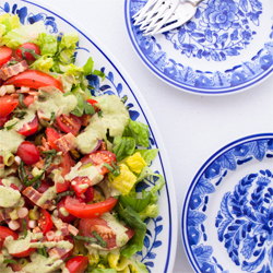 BLT Salad and Creamy Pesto Dressing