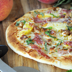 Grilled Peach and Coppa Pizza