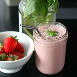 Creamy Strawberry Basil Milk