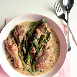 Flambeed Chicken with Asparagus