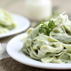 Homemade Spinach Fettuccine