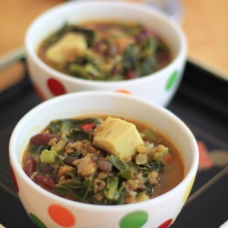 Spiced 3 bean Soup with Collard Greens