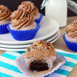 Brownie Stuffed Funfetti Cupcakes