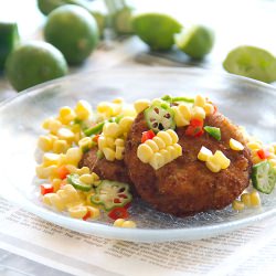 Blue Crab Cakes with Raw Corn