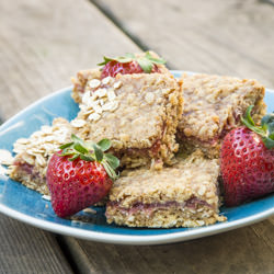 Strawberry Rhubarb Oatmeal Squares