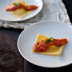 Goat Cheese Raviolis Beer Marinara