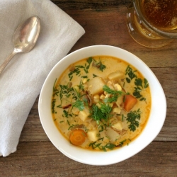 Corn Chowder with Roasted Veggies