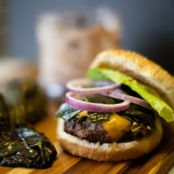 Roasted Poblano Cheddar Burger