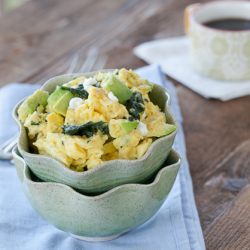 Avocado, Spinach & Chevre Scramble