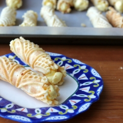 Pizzelles w/ Saffron Whipped Cream